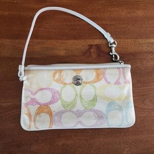 Coach Y2K Poppy Hampton Signature C Scribble Logo Jaquard Canvas Wristlet